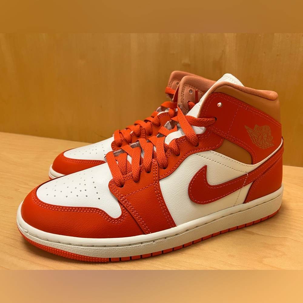 Jordan Women's Orange and White Sneakers
